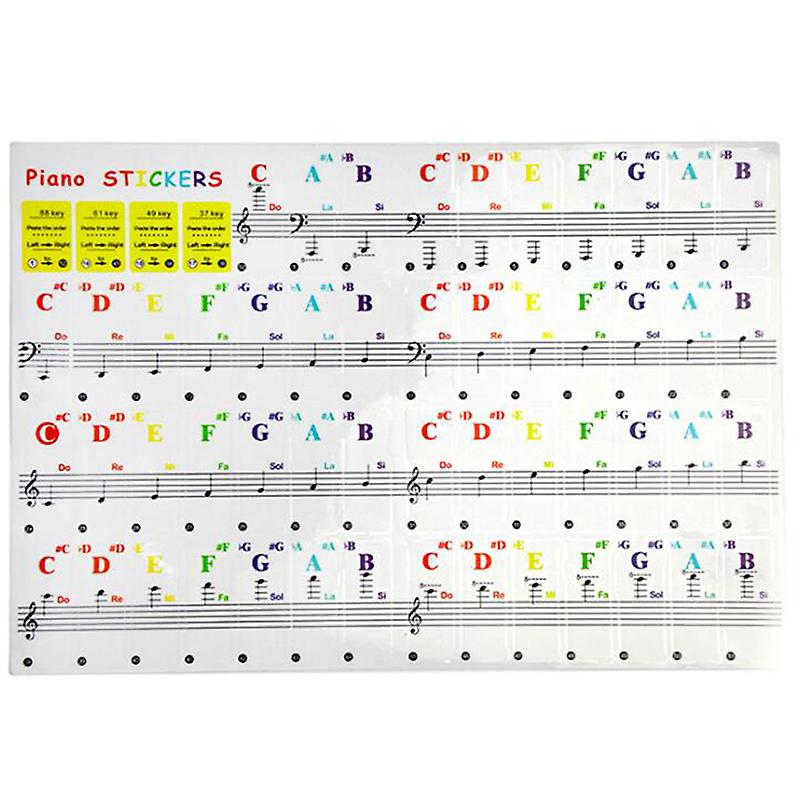 Piano Stickers For Kids Colorful Transparent Piano Keyboard Stickers Full Set