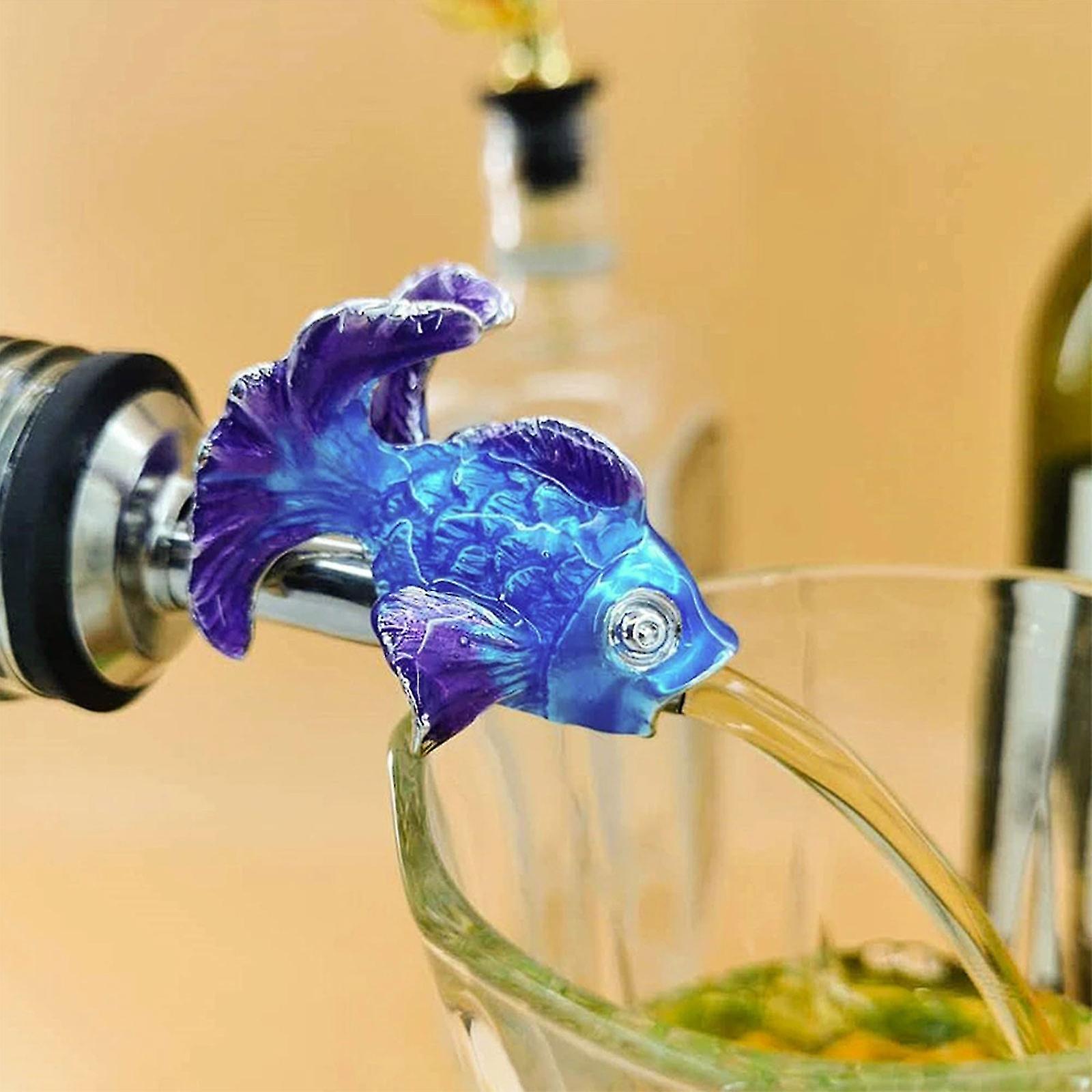 Premium Quality Vacuum Sealed Wine Bottle Stoppers Creative Gold Fish Kitchen