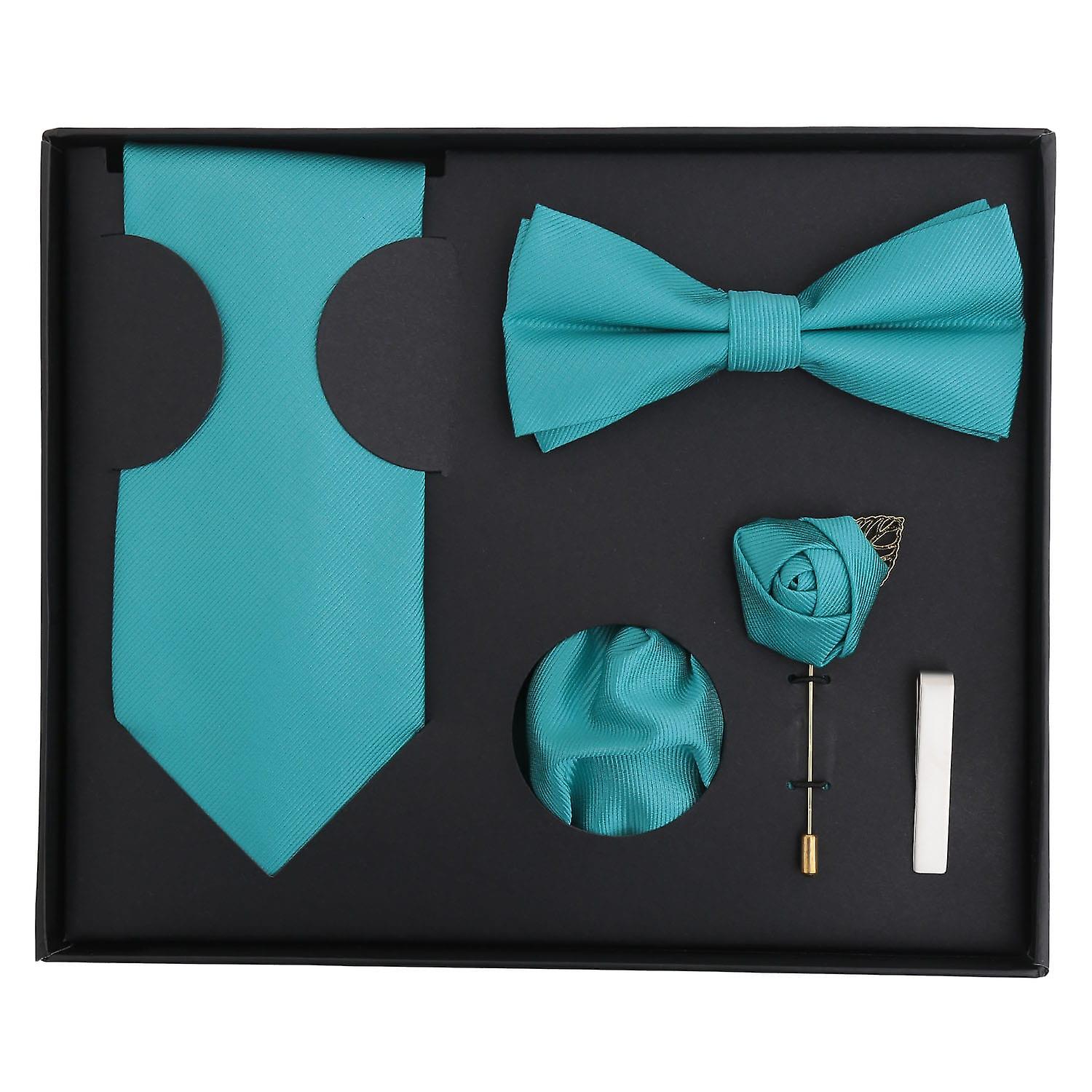 Turquoise Green Plain Twill Tie 5pc Gift Box Set