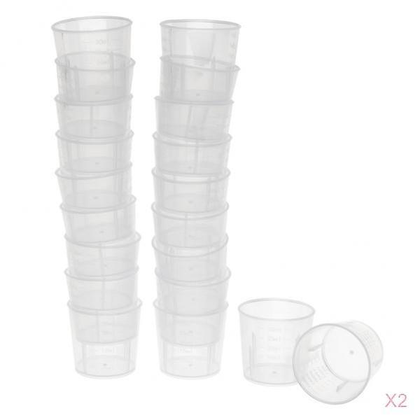 40Pieces 30ml Clear Graduated Beaker Measuring Cup Kitchen Lab Tool