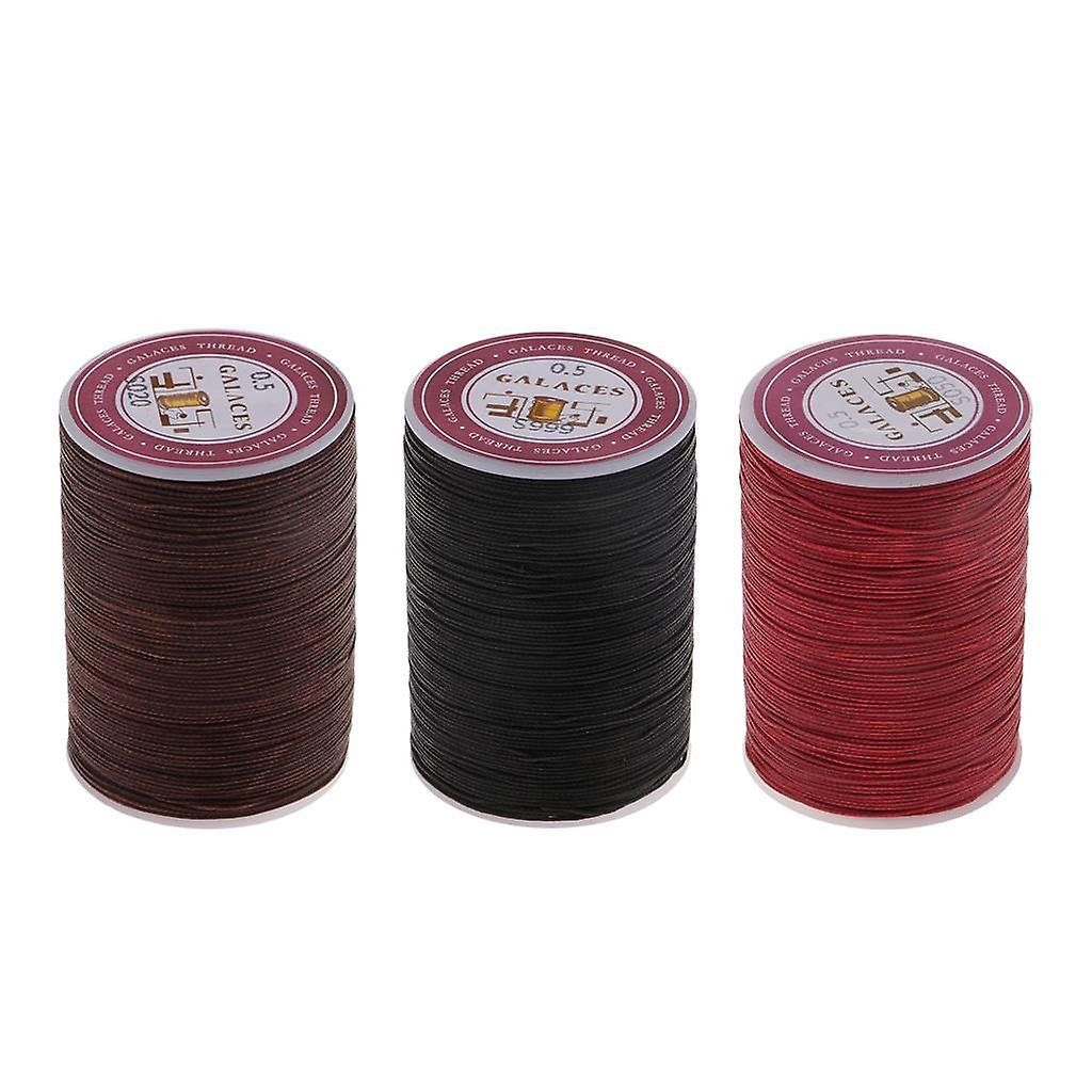 3 Rolls 130 Meters 0.5mm Round Polyester Waxed Thread Sewing Stitching