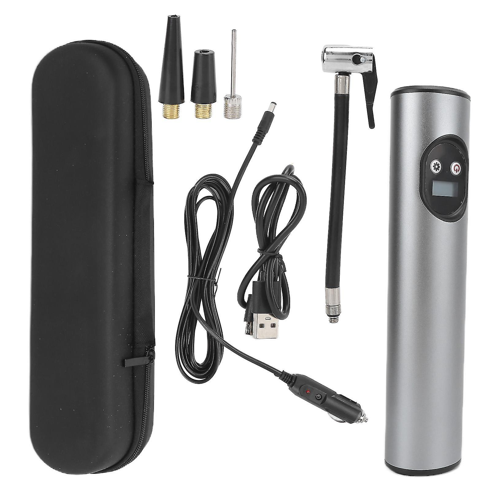 Cordless Air Pump Portable Multifunctional Rechargeable Digital Display Lighting Inflatorgray
