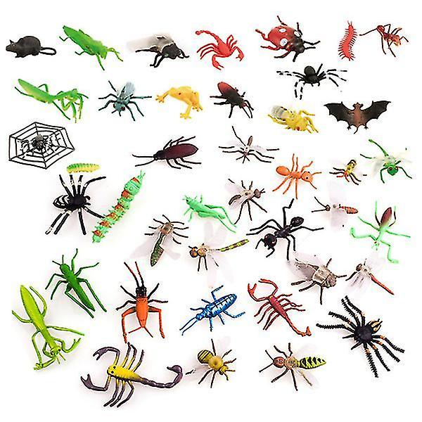 39pcs Simulation Insects Trick Toys Party Prank Props Insect Models Toy Desktop Ornament Mini Animal