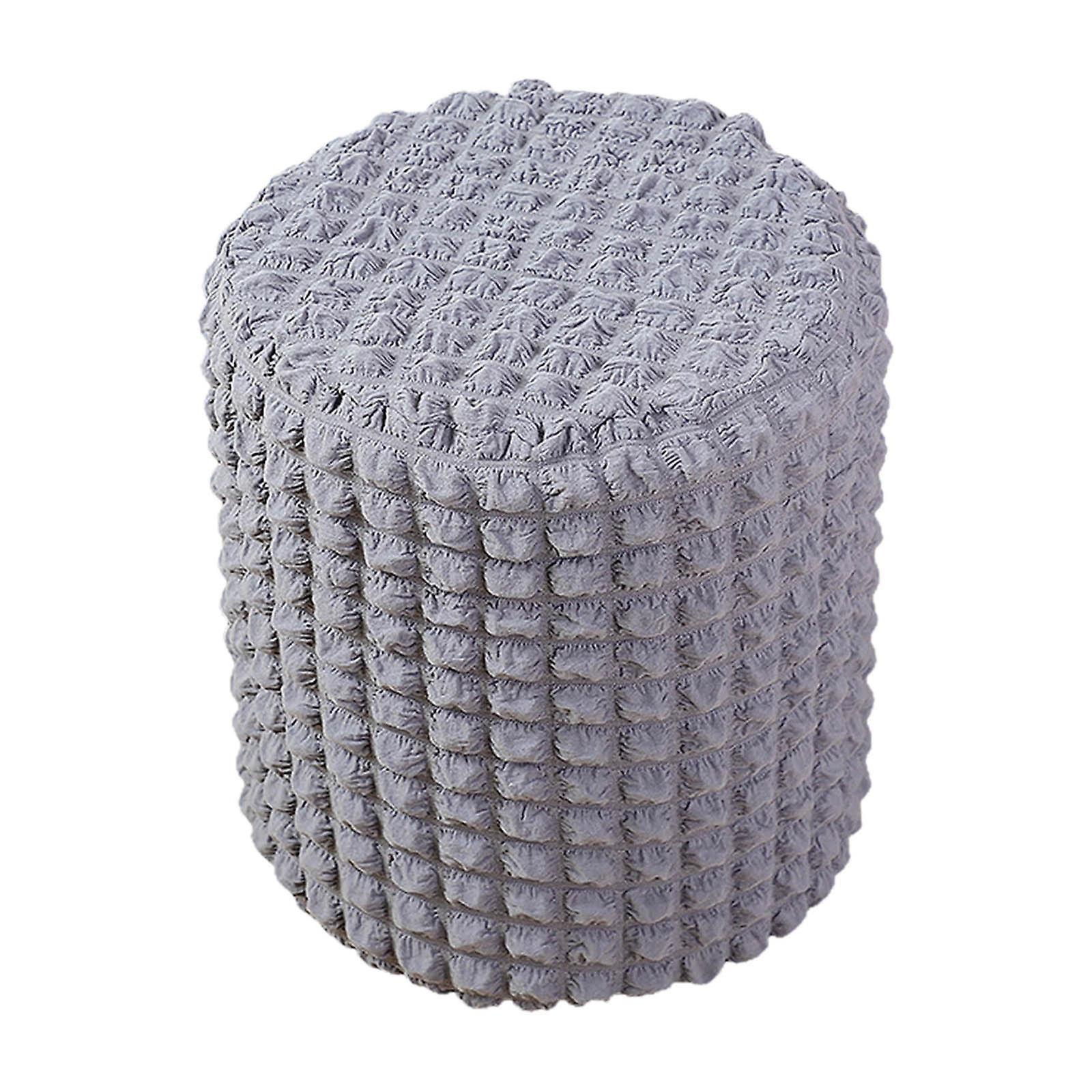 Runde Ottomane Abdeckung Ottomane Protector für Wohnzimmer Hellgrau