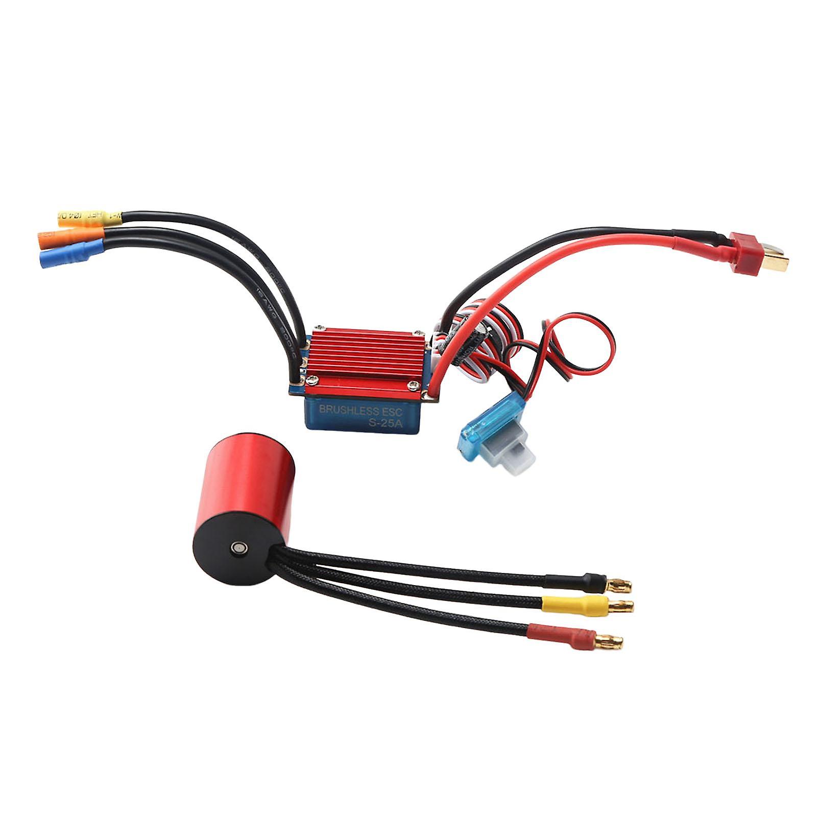 2435 Sensorless Brushless Motor with 25A ESC for 1:16 1:18 2S Vehicles Model Red