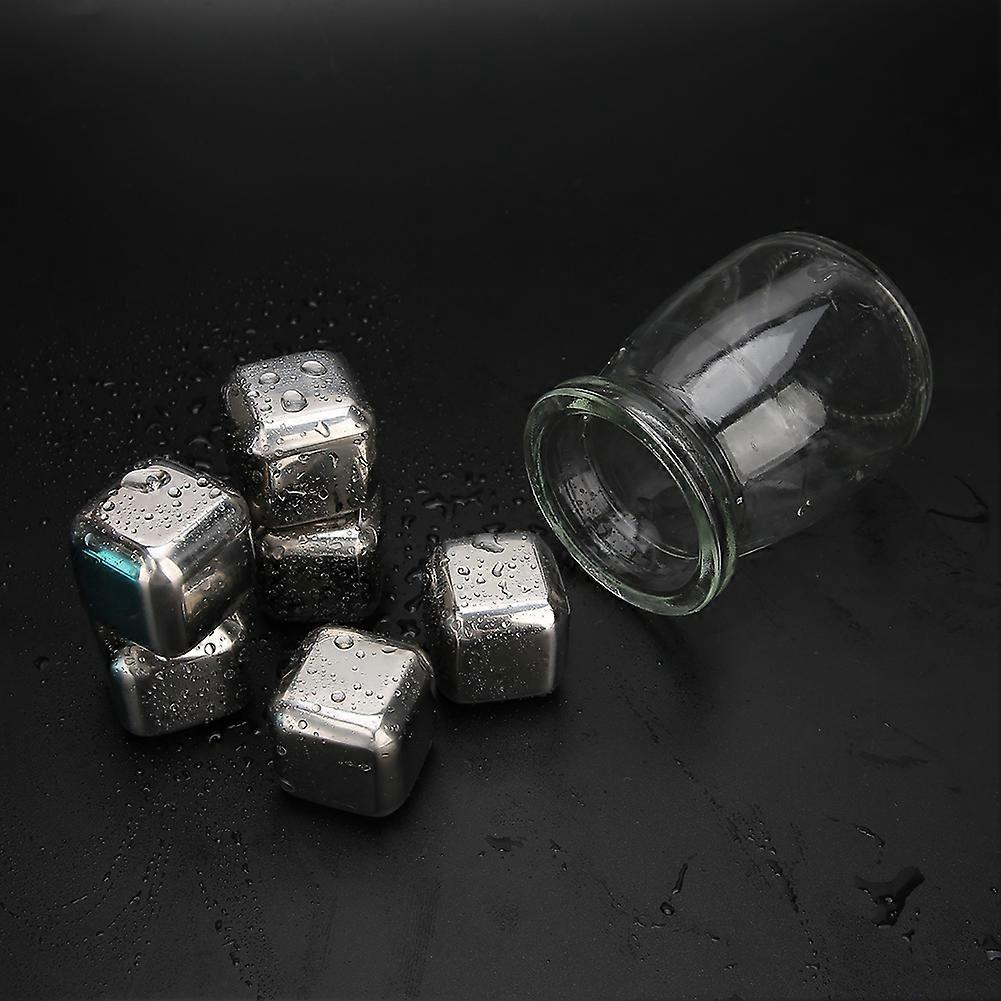 Whiskey Stone, 304 Stainless Steel Ice Cubes Reusable Granules Ice Stone Party Bar Ice Cubes for Wine Beer Whiskey Drinks, 4Pcs, 6Pcs(6 Capsules)
