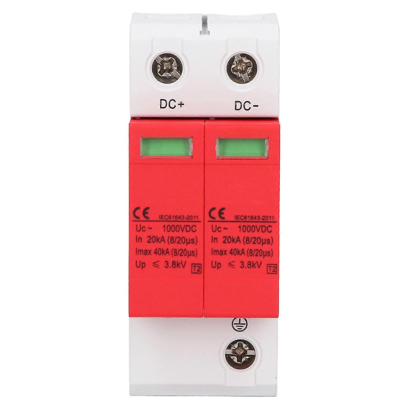Rankomu Surge Protection Device Surge Protective Device 2P 40KA 1000V PV Voltage Protection Arrester, House Surge Protector for Safety, Reliable