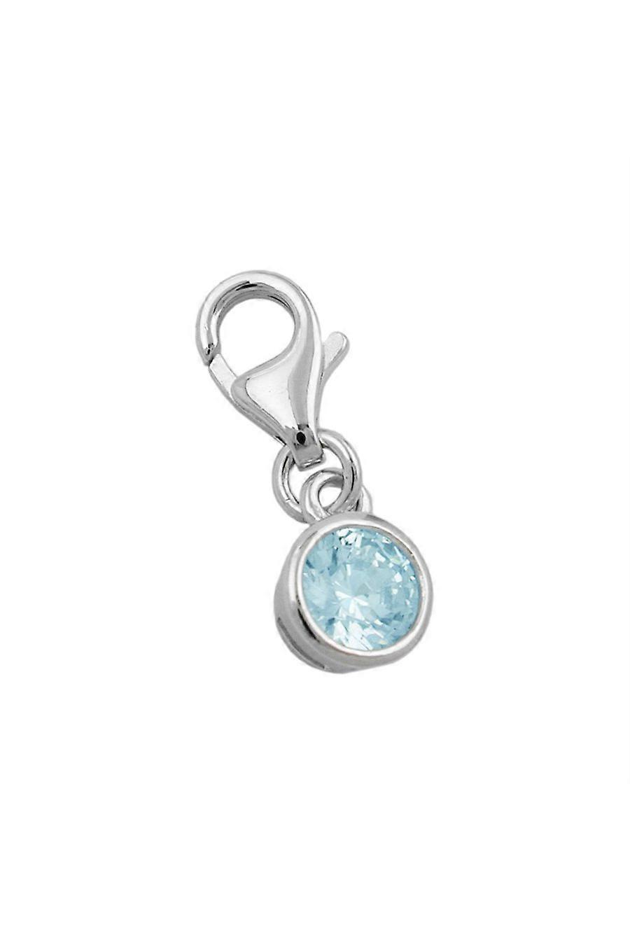 Pendant Charm Glass Aqua 5mm Silver 925 - Gl93163