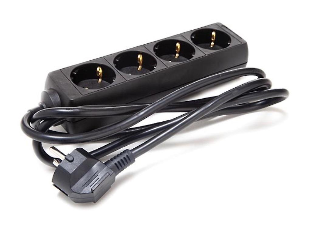 4-Way Socket - 1.5M Cable - Black - Schuko