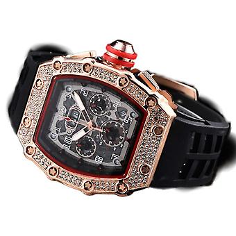Veeki herenhorloge analoog automatisch mechanisch polshorloges horloge van titaniumlegering met siliconen bandband Tonneau Business uurwerkGP006)
