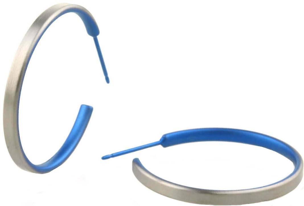 Ti2 Titanium Medium Hoop Earrings - Blue