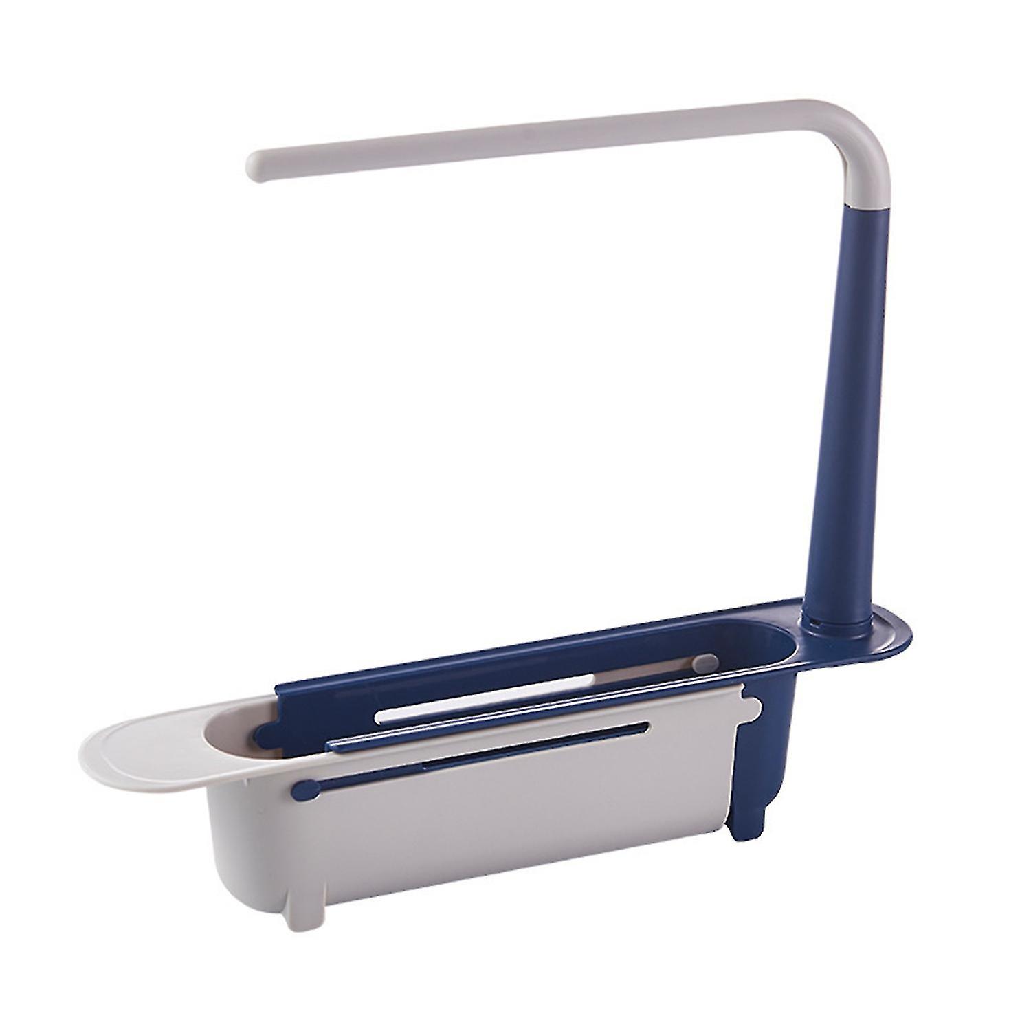 Telescoping Sink Drain Strainer with Towel Bar PP Rounded Edge Drying Rack Kitchen Accessories