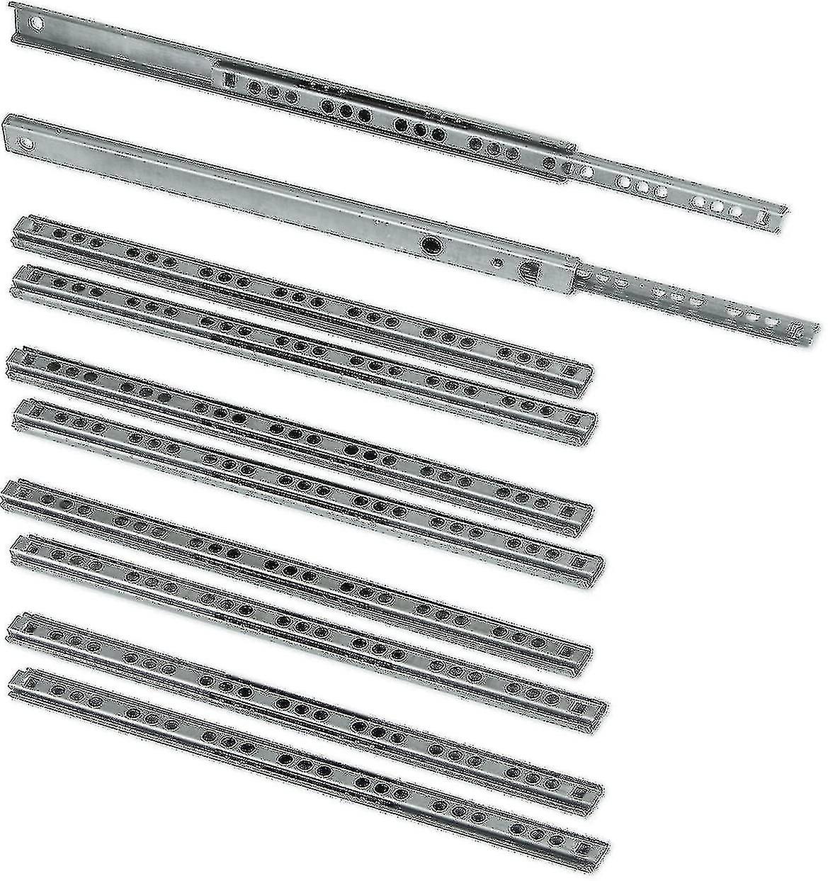 Pack Of 5 Pairs (10 Pieces) Slides/ball Slides Extract Part 17mm X 278mm For Drawer, Zinc Plated  TA