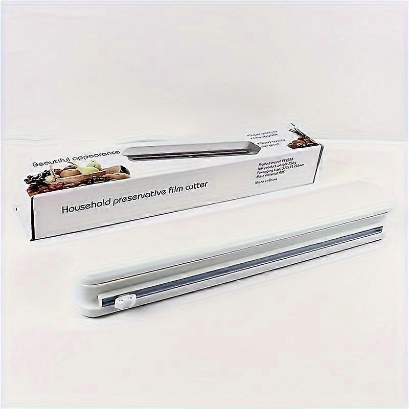 吸盤付き調節可能なしがみつくフィルムカッター - キッチンラップディスペンサー、鮮度を保つための食品に安全なプラスチック製収納ボックス