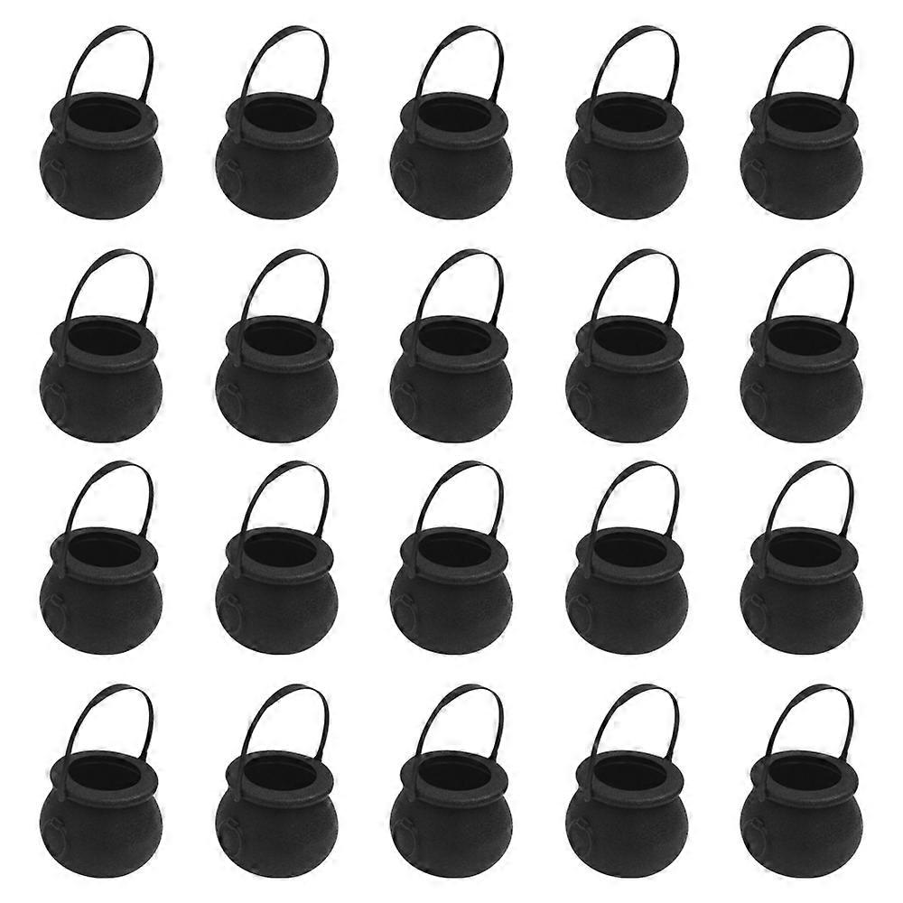 20 Pack Plastic Black Witch Candy Bowls Cauldrons Candy Kettles Witch Skeleton Cauldron Holder