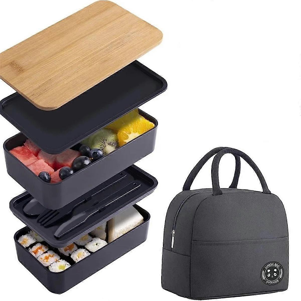 Stackable Lunch Box with Thermal Insulation Bag Microwave Lunch Box Suitable for Office Workers and