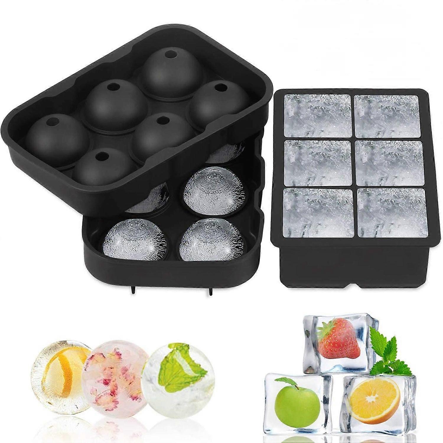 Silicone Mold 6-piece Ice Cube Tray Set Square Ice Maker Round Ice Hockey Mold Silicone