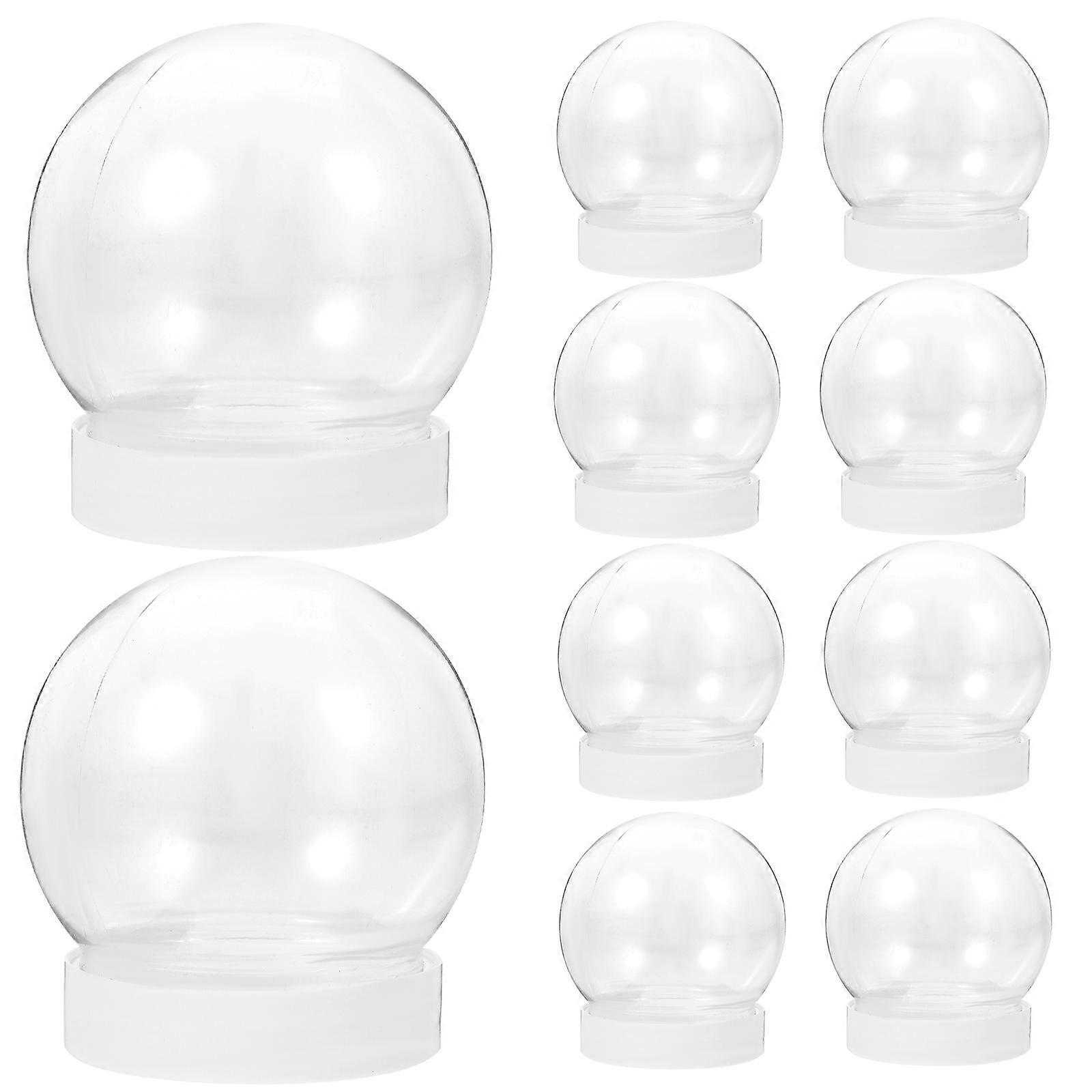 10Pcs DIY Snow Globe Water Globe Christmas Clear Plastic Snow Globe for DIY Crafts