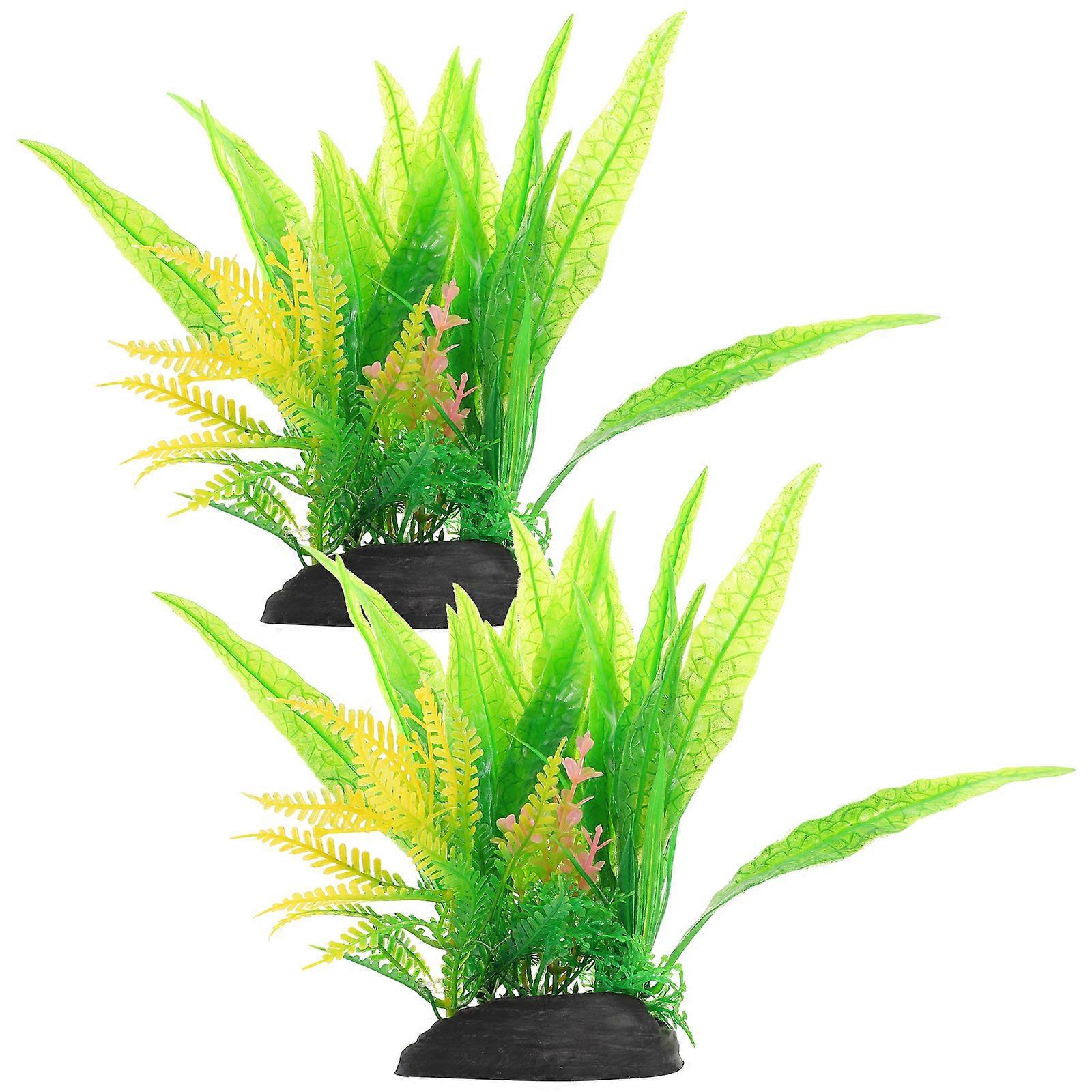 2pcs Aquarium Fish Tank Landscaping Artificial Plants Plastic Faux Plant Decoration Simulation Plant Model