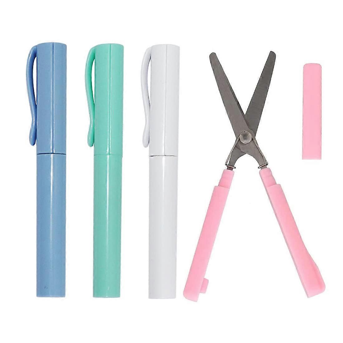 4 Pieces Sharp Coloured Scissors Folding Scissors with Pen Cap for Home, Office and School