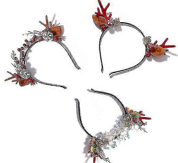 Headband 3 Pcs Christmas Light-up Reindeer Headband With Led