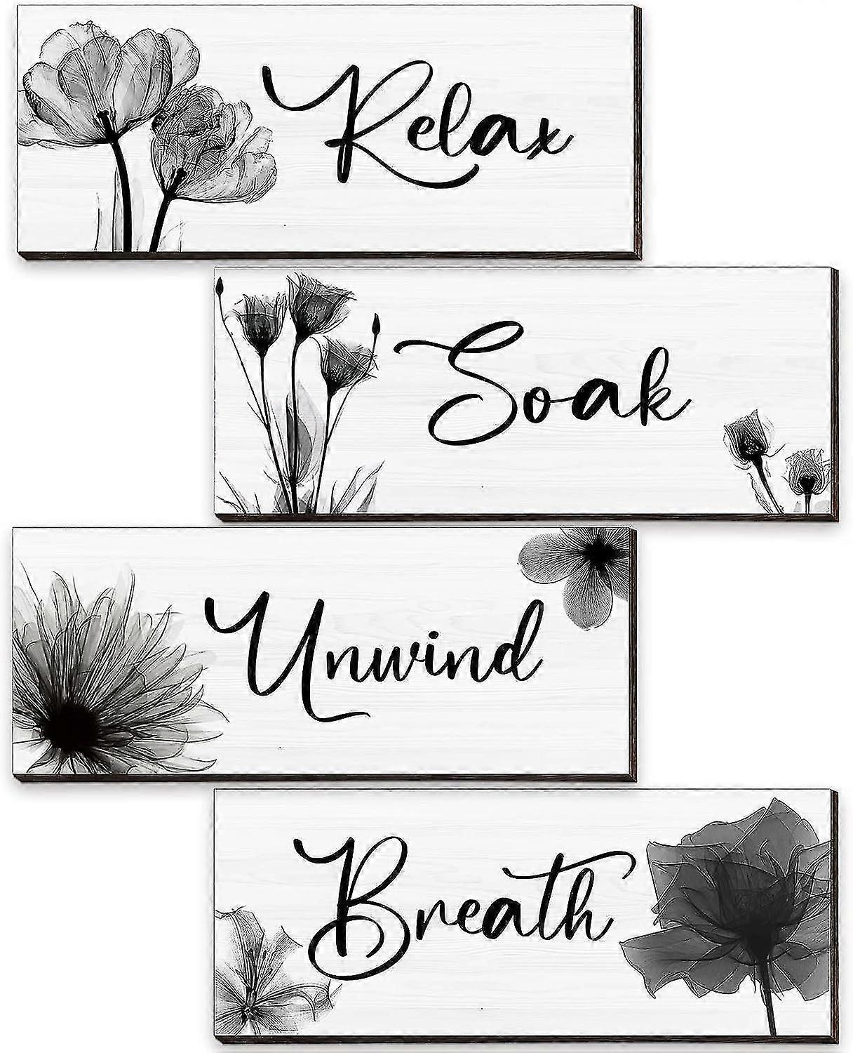 طقم من 4 ديكور حائط حمام أنيق زنبق أسود