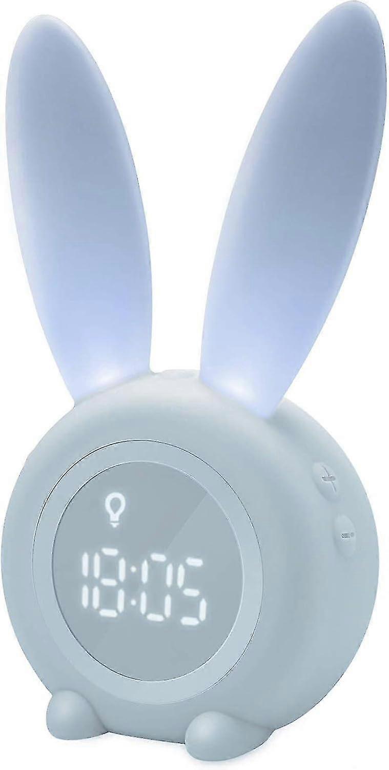 Cute Rabbit Shape Induction Morning Alarm Clock, Intelligent Automatic Breathing Light Adjustment, Automatic Time/Date/Temperature Display, Voice or S