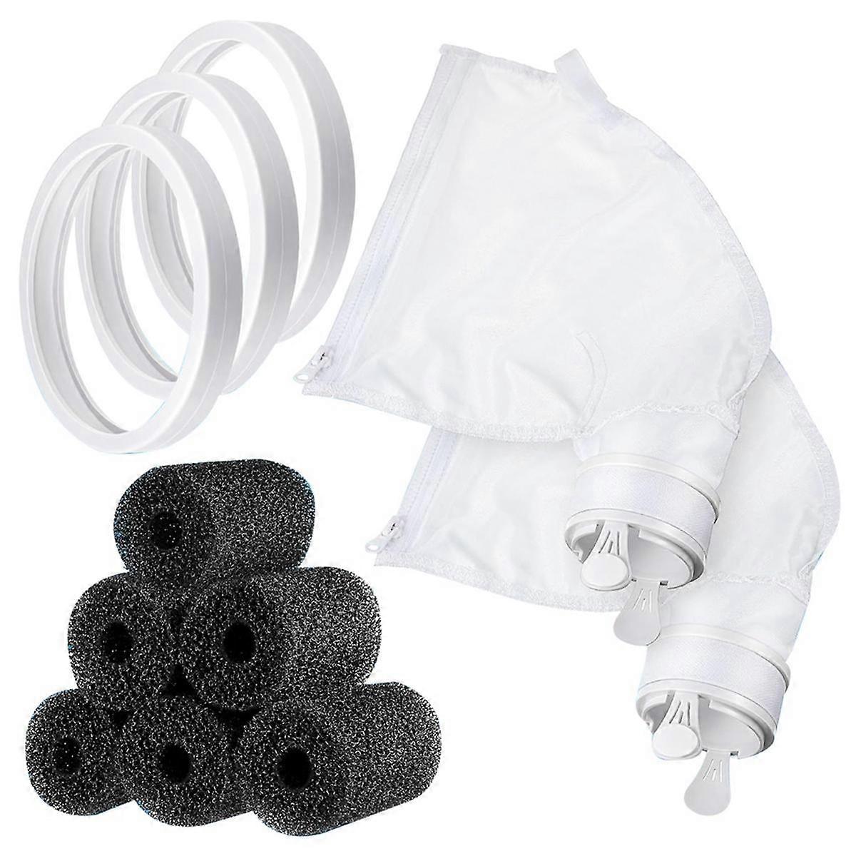 11Pcs Pool Cleaner Parts Include 2 Pool Cleaner Bags for 280 480,3 Tires 6 Sweep Hose Scrubber Replacement