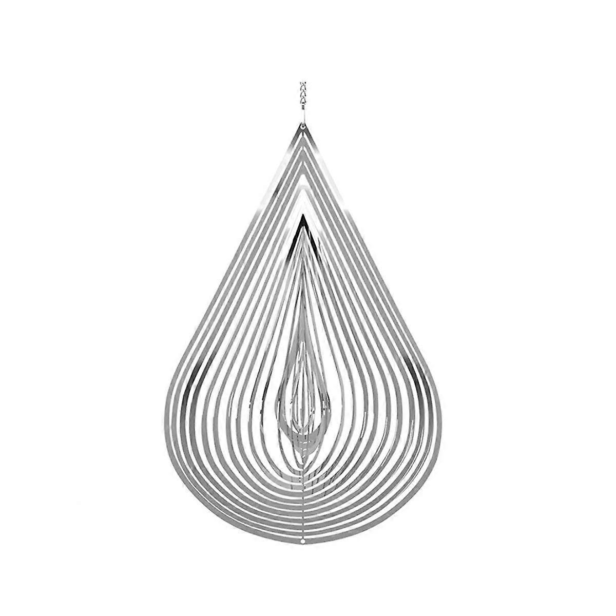 Wind Spinner Water Drop-Shaped Stainless Steel 3D Flowing Light Effect Decoration for Outdoor Garde