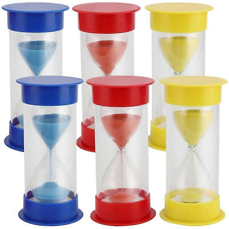 6 Piece 1Min 3Mins 5Mins Sandglass Timer Assorted Colors Plastic Hourglass Timer