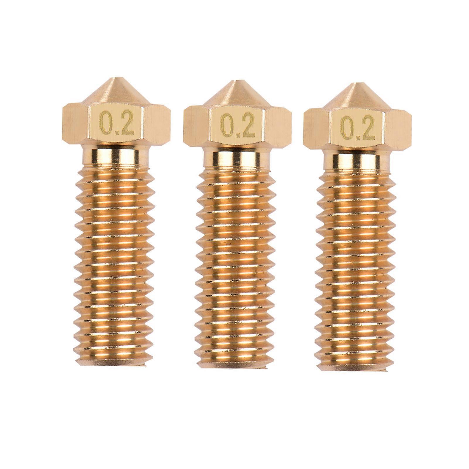 3pcs 3D Printer Extruder Brass Volcano Nozzle M6 Thread Printer Head 0.2mm Output for Sidewinder X1 TEVO Little Monster 1.75mm Filament