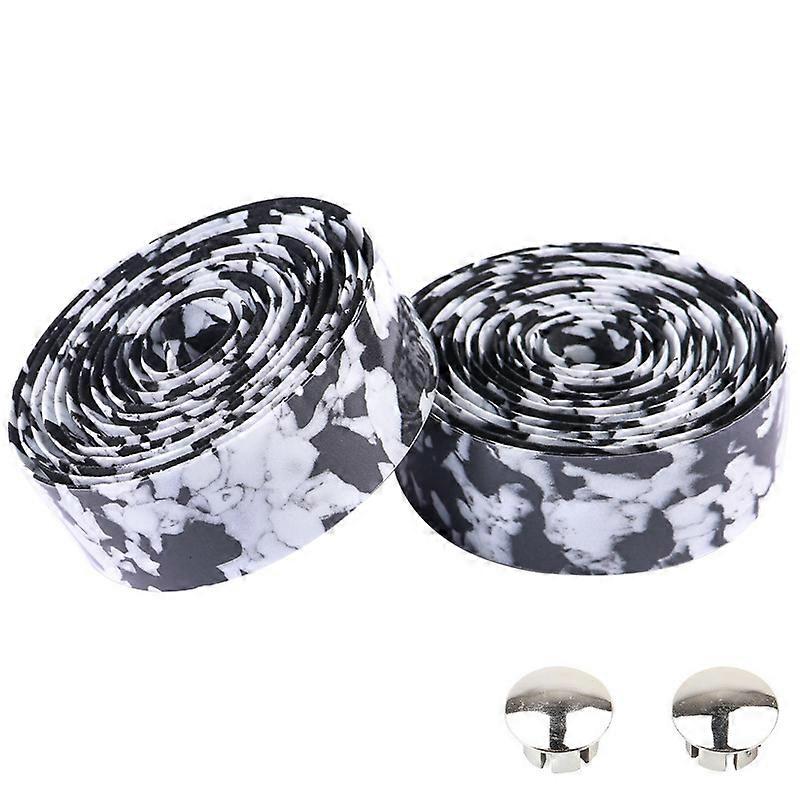 1 Pair Bike Bicycle Handlebar Tape with Plugs Elastic Rubber Foam Anti-Slip Cycling Handle Bar Wrap for Most of Bike New