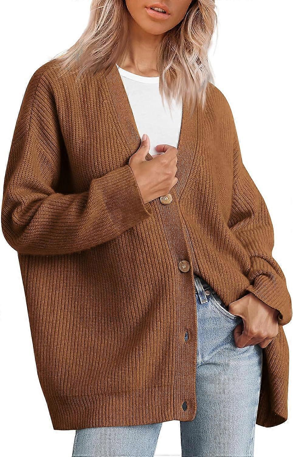 Women's Cardigan 2023 Open Front Oversized Button Lightweight Sweaters V Neck Loose Cardigans Knit Outwear