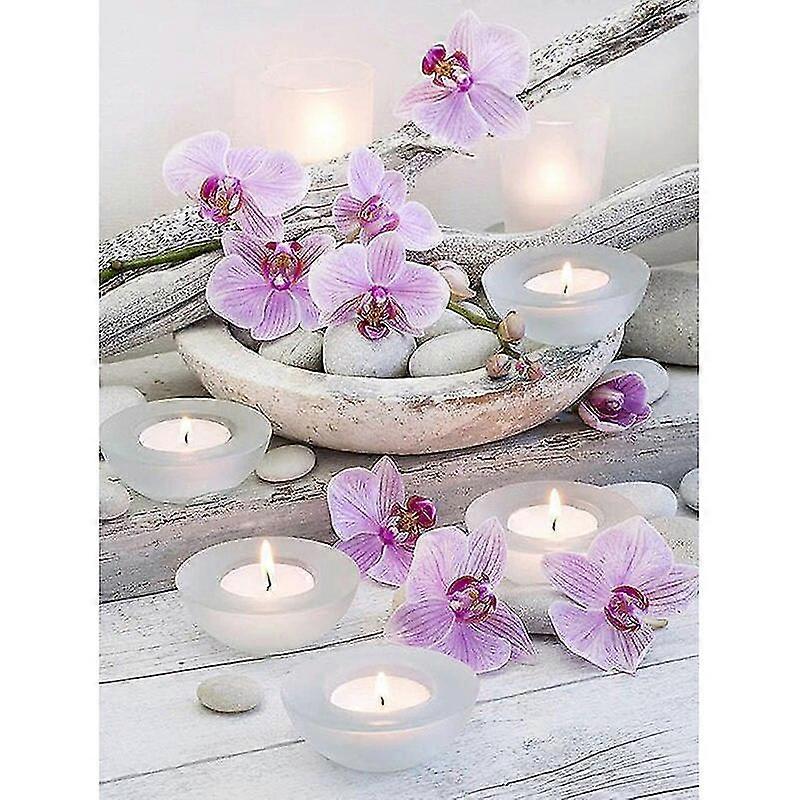 2020 Uusi timanttikirjonta Timantti DIY -kuvakkeet Timanttimaalaus Ristipisto joulukoristeet Vaaleanpunainen kukka ja kynttilä