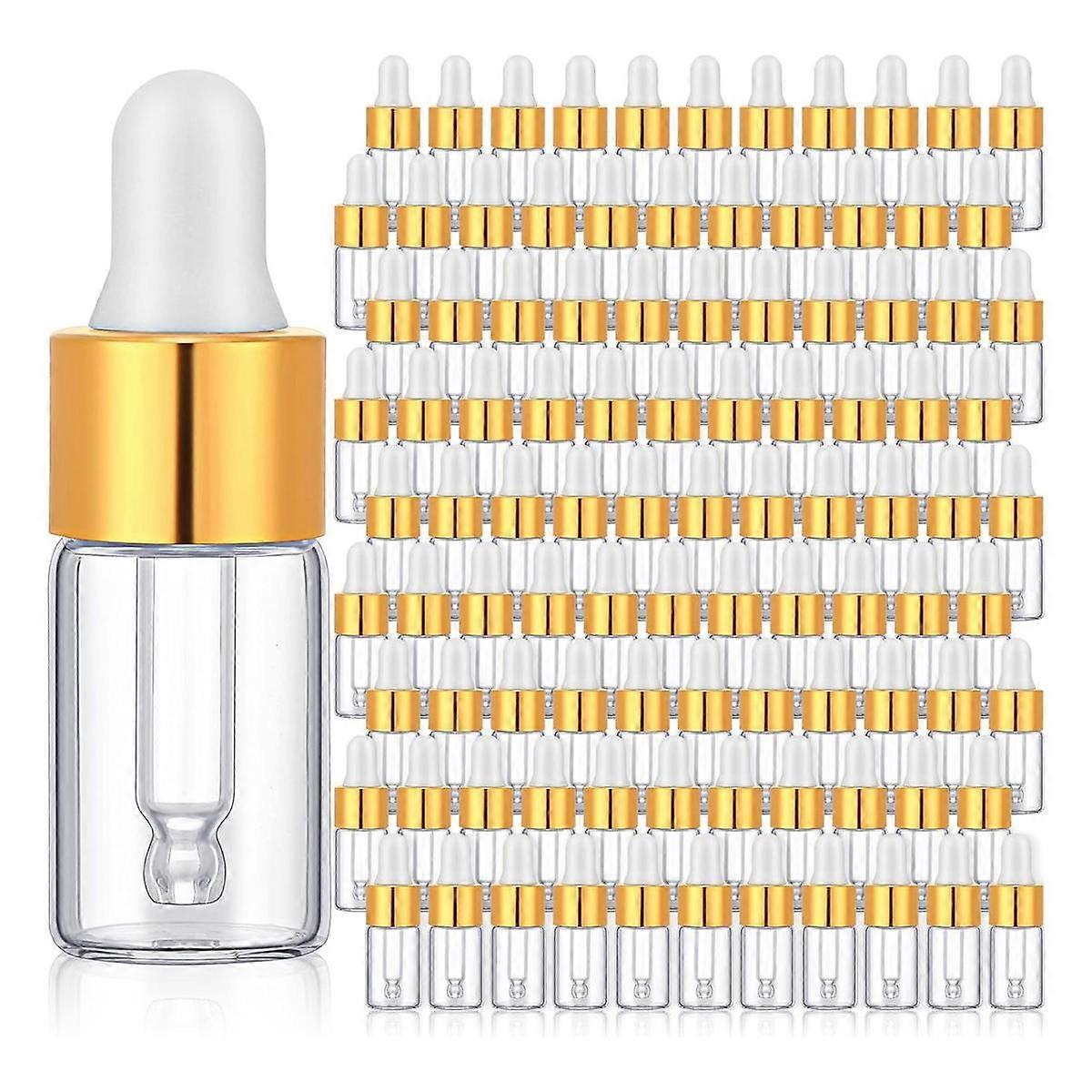 100 Pcs Glass Dropping Bottles Mini Essential Oil Dropper Bottles Empty Sample Vials with Cap Tiny