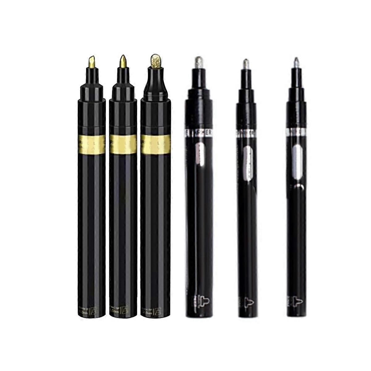 6Pcs Liquid Mirror Chrome Markers, Permanent Chrome Mirror Paint Pens for Model Painting, Marking o