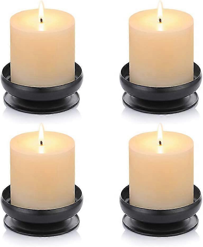 4 Pcs Candle Holder, Black