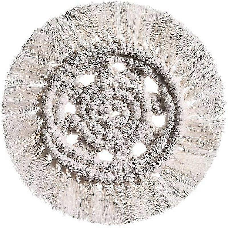 4 Stück handgefertigte Makramee Untersetzer Set, Boho Pure Handmade Baumwolle Geflecht Makramee Cup Matten Tischdekor