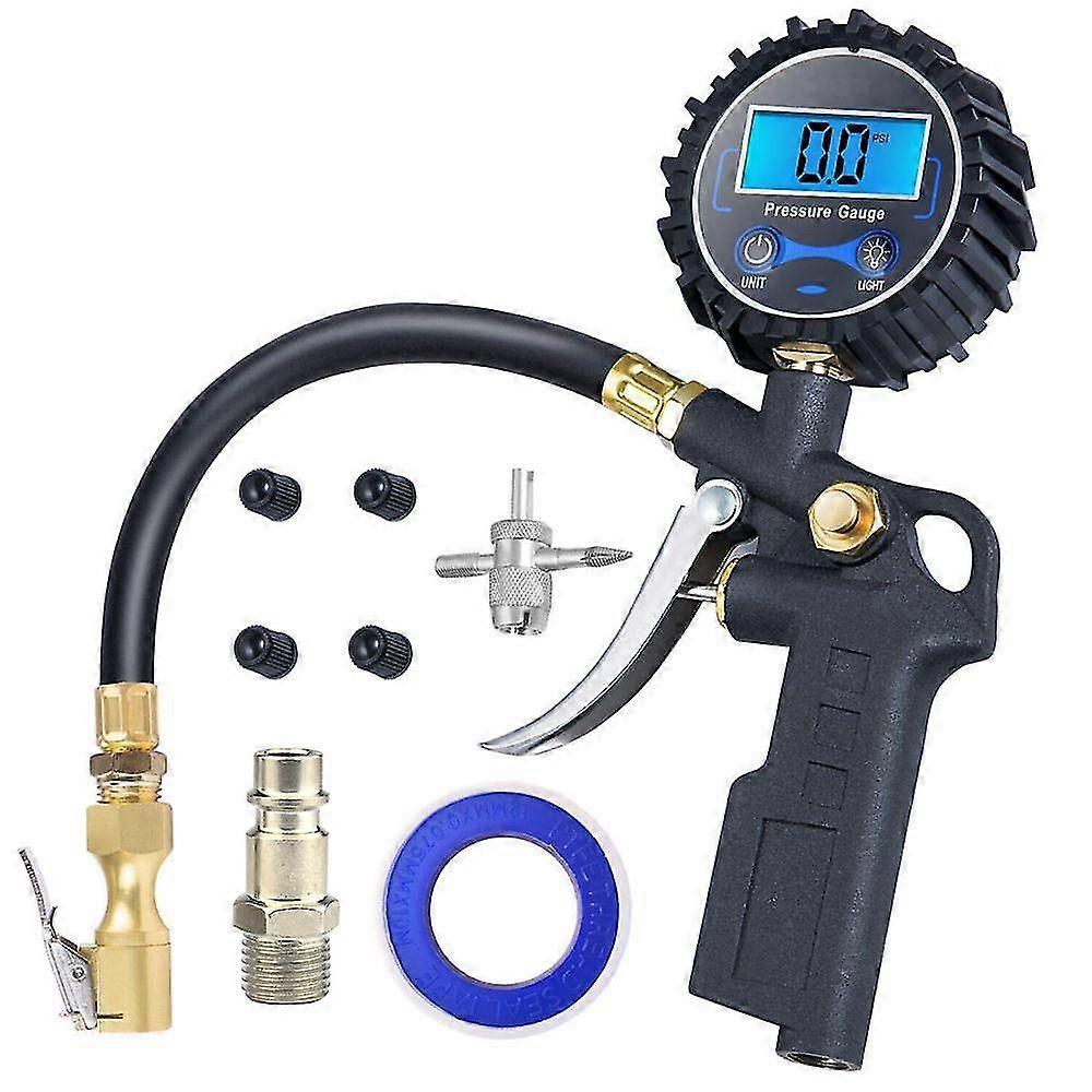 Digital Tire Inflator With Pressure Gauge Medium 250 Psi Air Chuck And Compressor Accessories With Rubber Hoses And Quick Connectors