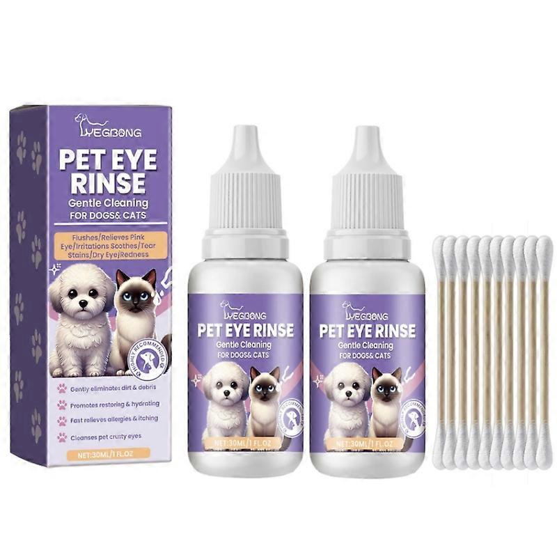 2x Douche oculaire douce pour animaux de compagnie Enlève les taches de larmesSoin nettoyant pour les yeuxHydratation douceÉlimine la saleté et la crasse