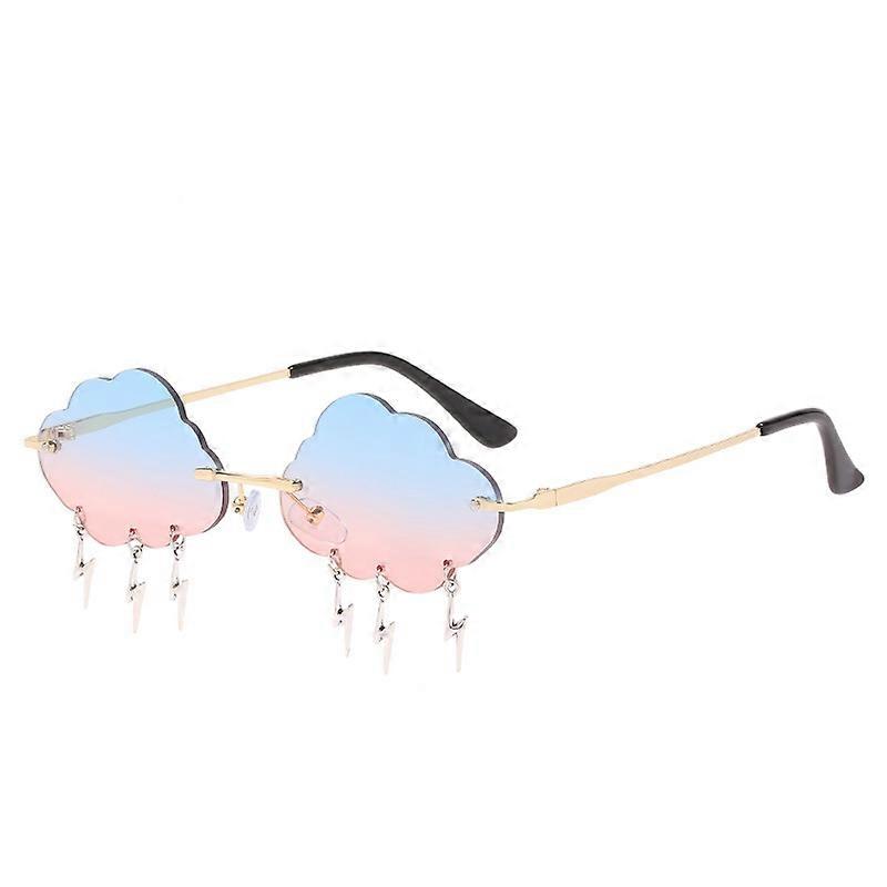 Cloud Sunglasses Rimless Vintage Sunglasses Funny Irregular Disco Glasses Lightning Tassel