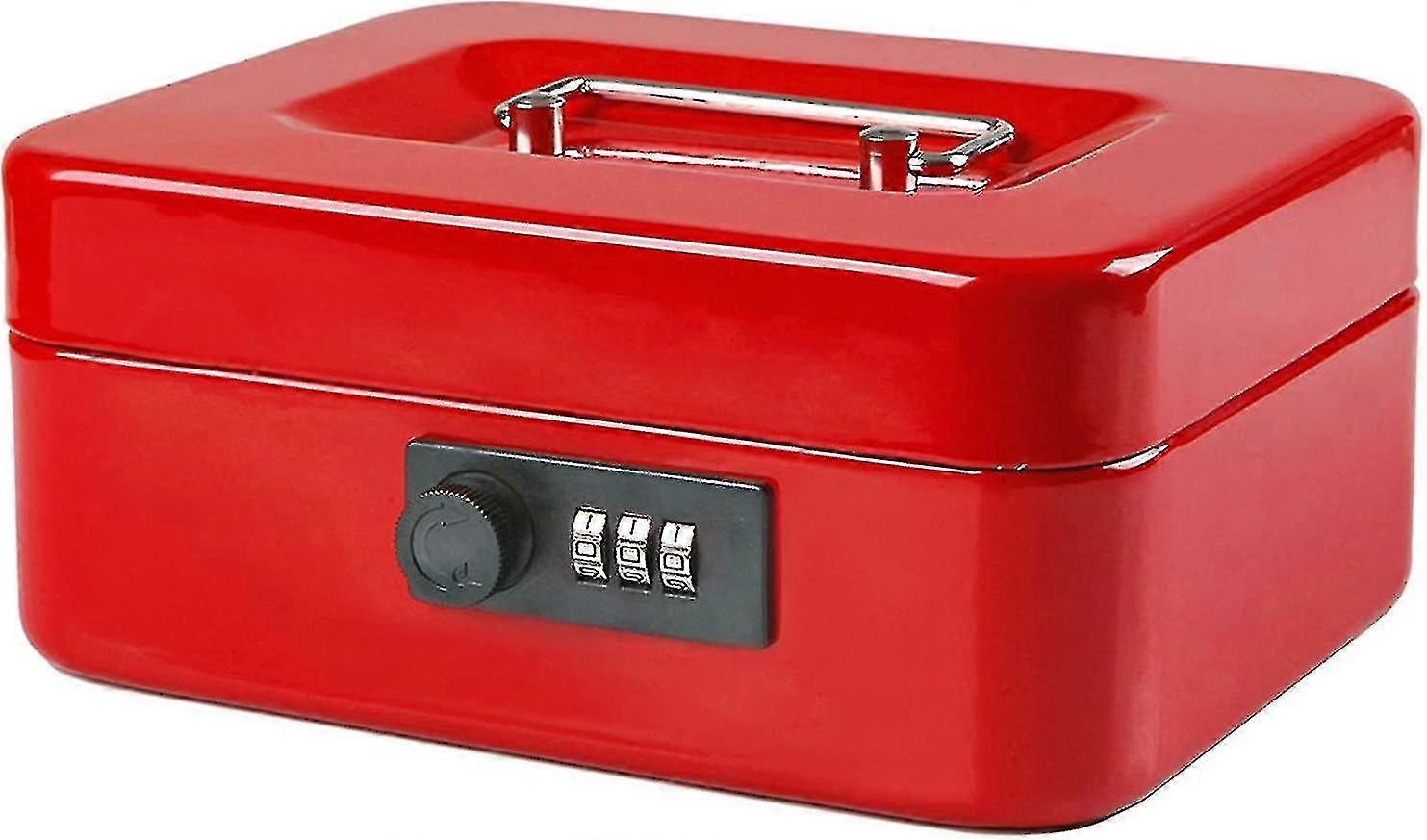 صندوق نقدي صغير مع صندوق نقدي معدني متين مع علبة نقود سوداء ، 7.87 × 6.3 × 3.35 بوصة