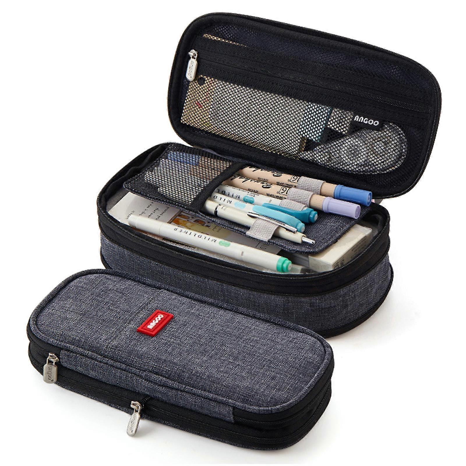Large Capacity Canvas Stationery Holder Bag Pencil Case Pen Organizer