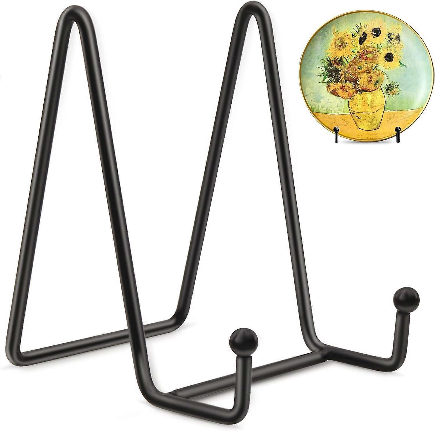 2pcs Plate Holders for Display- 4 Inch Black Plate Holder Iron Easel Plate Holder Picture Display Metal Frame Holders for Photo, Tableware and Table A