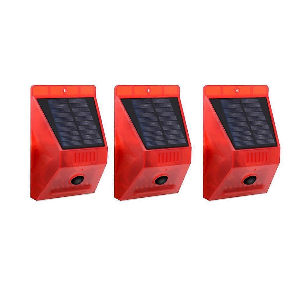 Solar Alarm Light Motion Sensor Outdoor Garden Deck Security Lamp 3Pcs