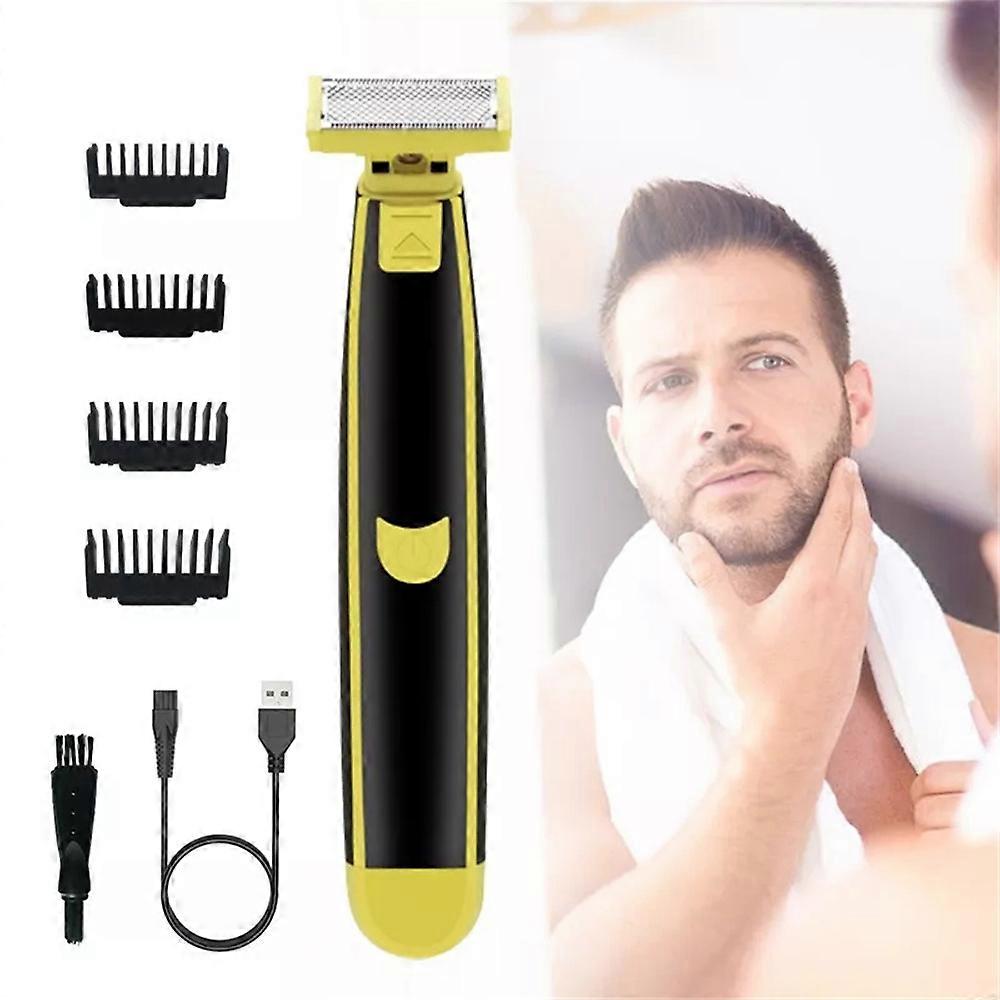 Men Wet and Dry Electric Shaver, 360 Face Hybrid Electric Beard Trimmer Razor with 4 Interchangeable Cutter Heads