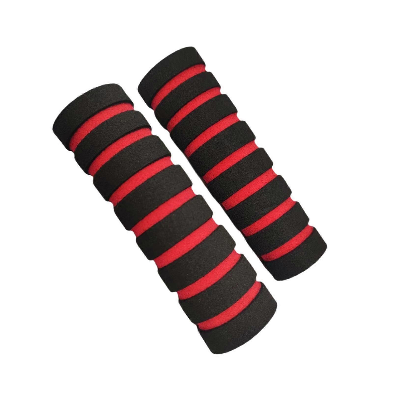 2Pcs Bike Handlebar Grips Shock Absorption Universal Anti Slip Bicycle Grips Red
