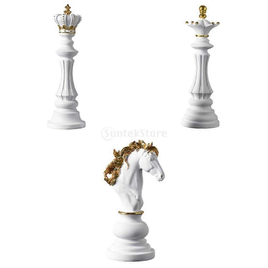 3x Chess Pieces Statue Sculpture Craft Home Decor Table Decoration