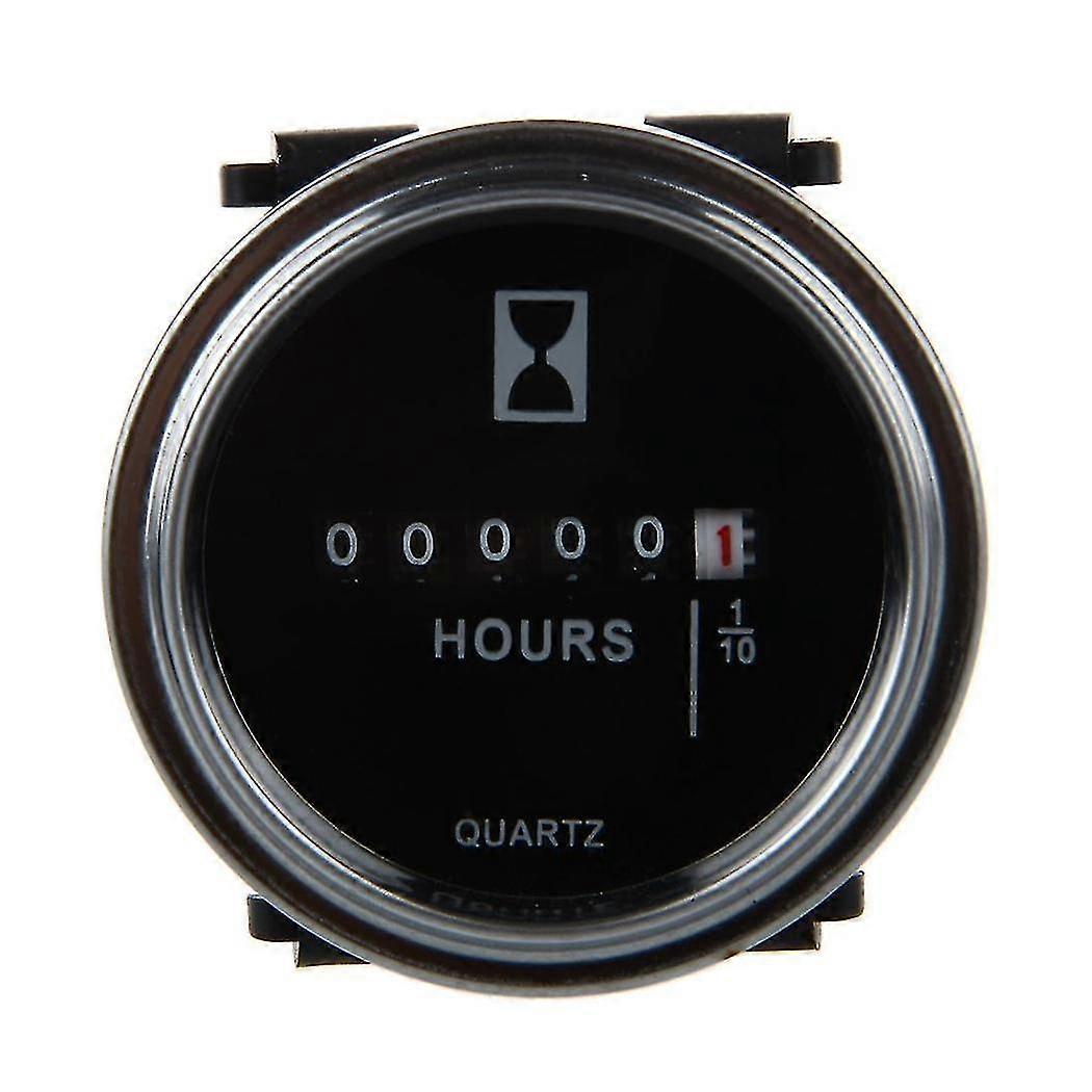 Hour Meter 6 To 80 Volts Dc - Round Silvery Trim Ring