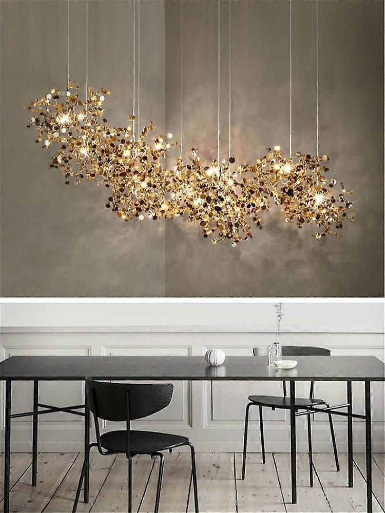 nordisk moderne personlighet rustfritt stål kromblad ledet lysekrone stue lampe bar bordlampe spisestue lysekrone